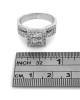3 Row Diamond Square Halo Wedding Ring in White Gold